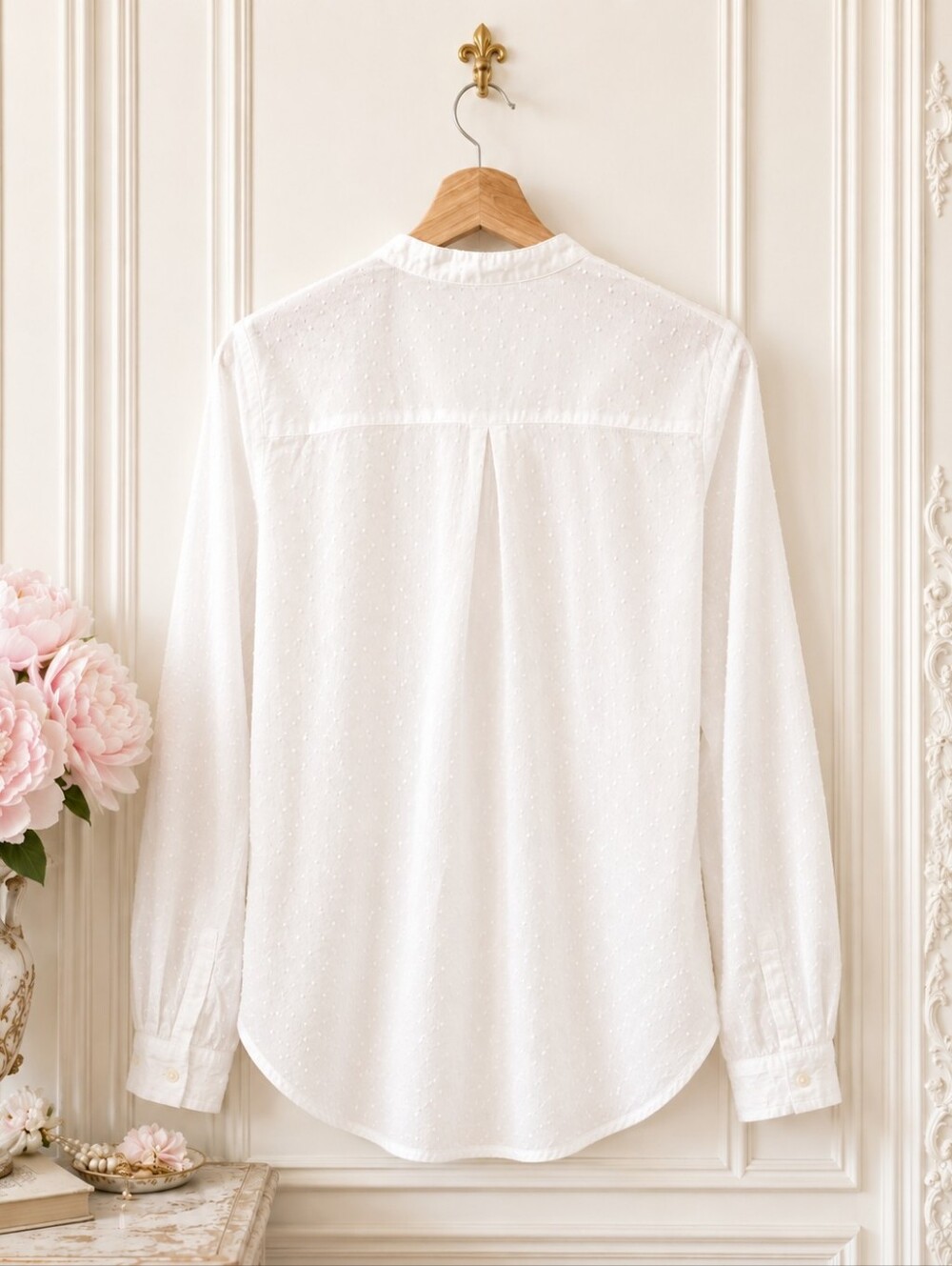 GAP Swiss Dot Pintuck Blouse White Cotton Romantic Feminine Top | Size Small - Picture 7 of 11